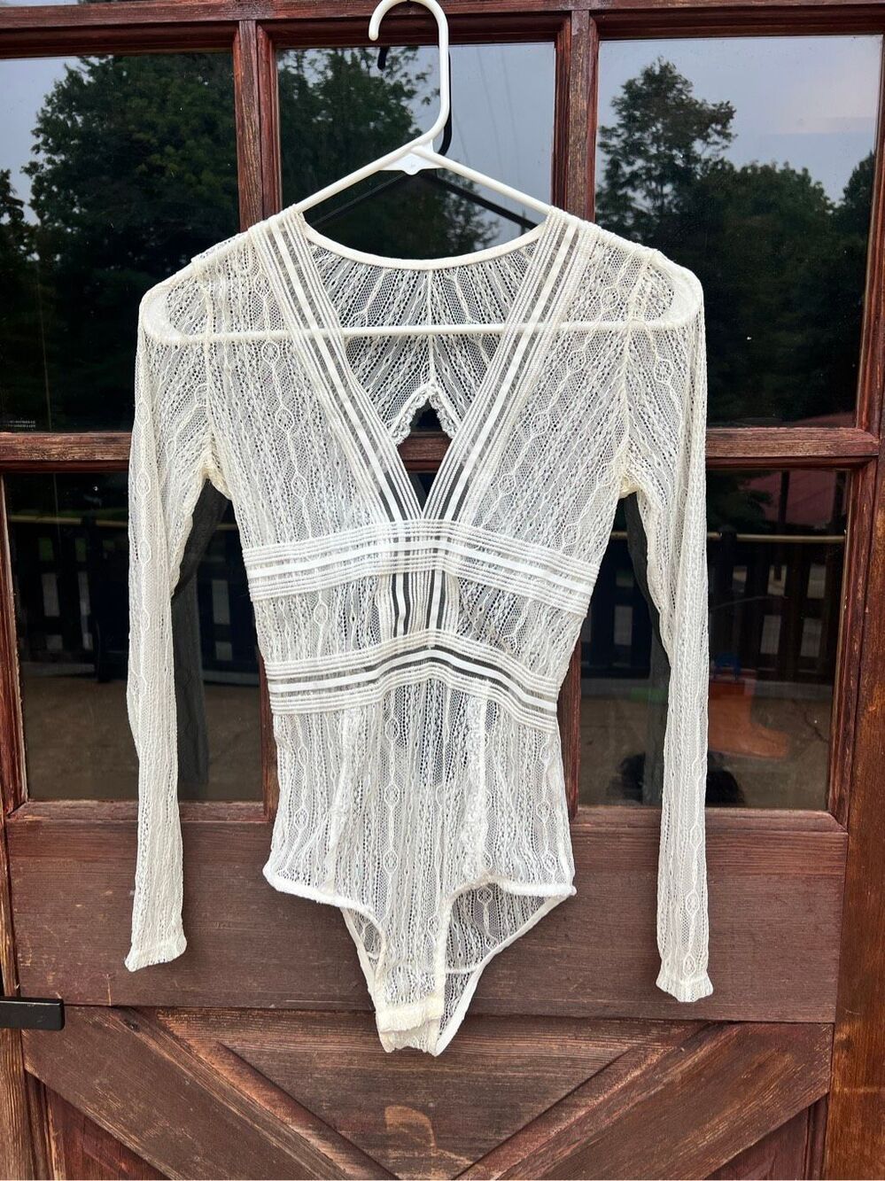 Hello Molly Duckworth White Sheer Lace Bodysuit S $69 - Picture 2 of 8